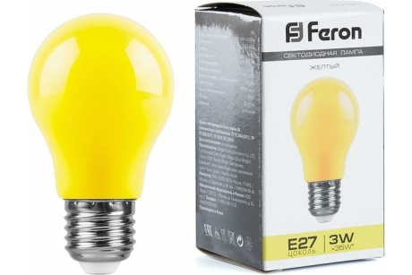Купить Лампа LED А50 LB-375 3W E27 желтый  FERON фото №1
