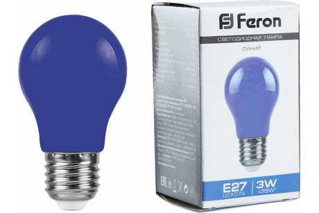 Купить Лампа LED А50 LB-375 3W E27 синий  FERON фото №1