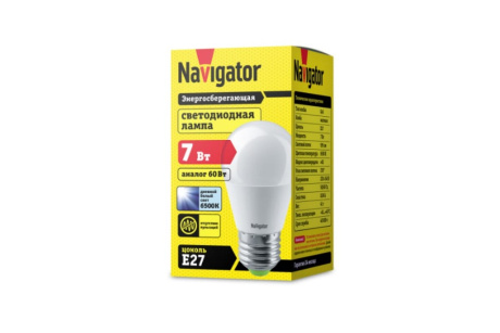 Купить Лампа светодиодная Navigator 61245  NLL-G45-7-230-6 5K-E27 фото №2