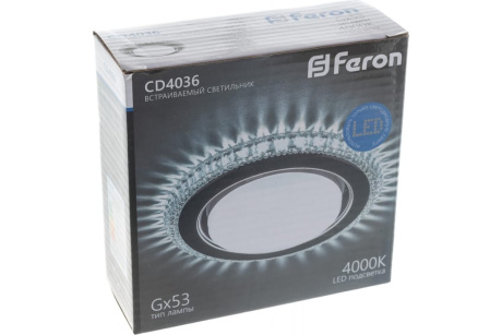 Купить Светильник FERON CD4036 20LED*2835 SMD 4000K  15W GX53  прозрачный  хром  FERON фото №7