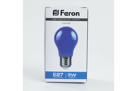 Купить Лампа LED А50 LB-375 3W E27 синий  FERON фото №4