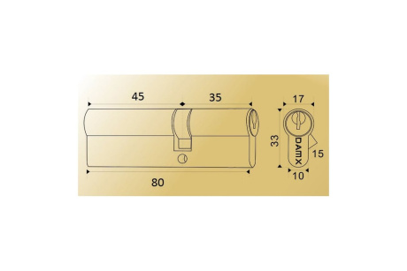 Купить Цилиндровый механизм простой ключ-ключ N45/35мм DAMX SN Матовый никель фото №4