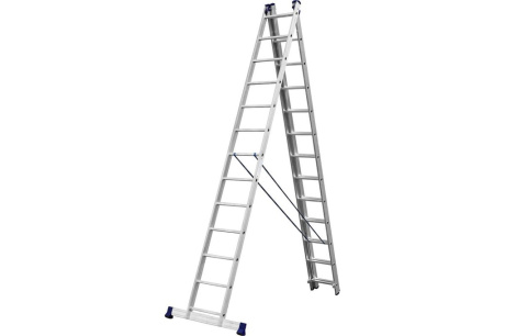 Купить Трехсекционная лестница СИБИН 13 ступеней со стабилизатором алюминиевая 38833-13 фото №2