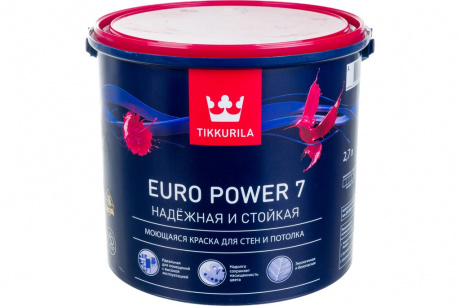 Купить Краска интерьерная для стен и потолков TIKKURILA EURO POWER 7 База А 2,7 л фото №2